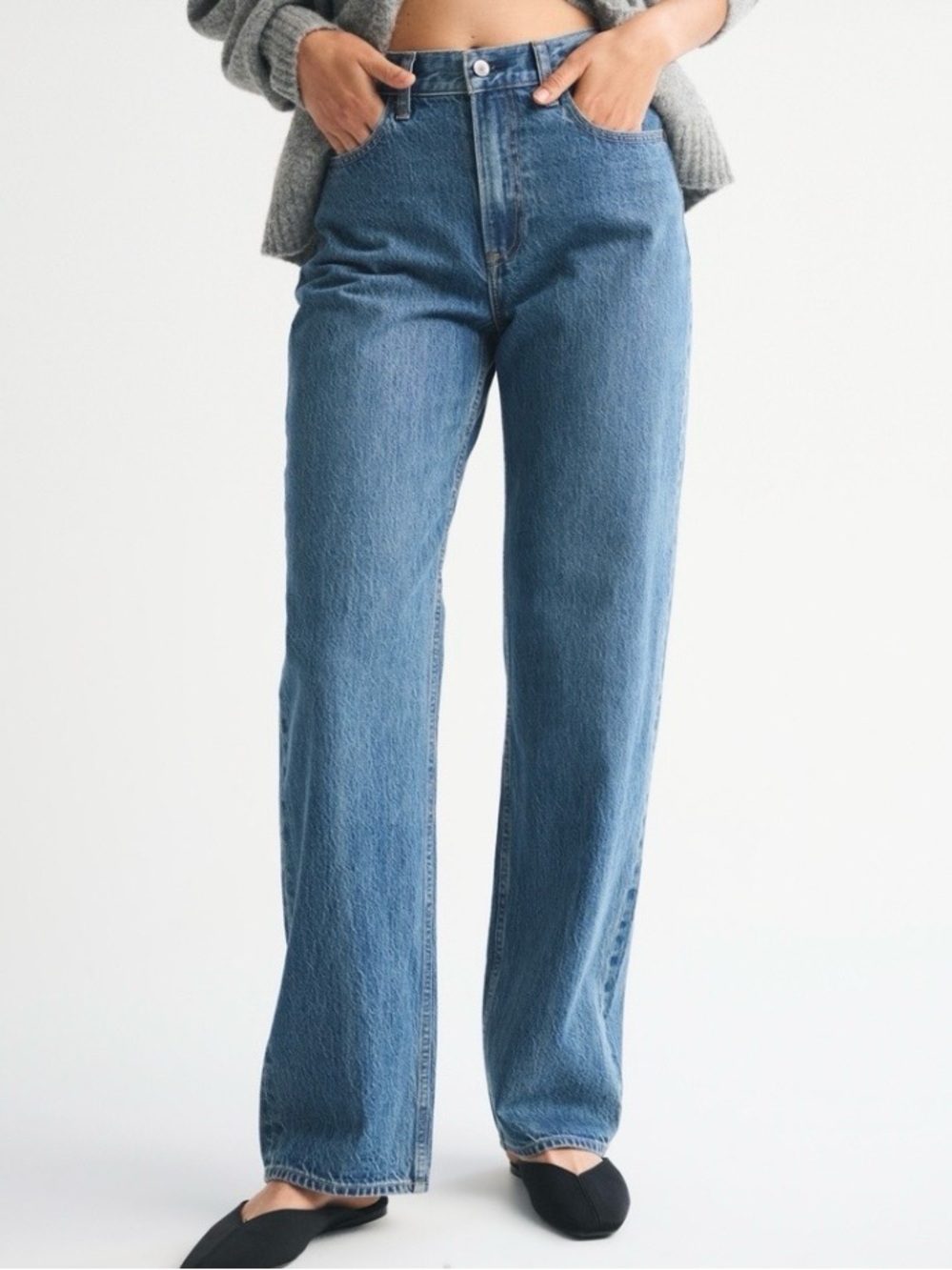 Abercrombie & Fitch Blue High-Waist Wide Leg Jeans